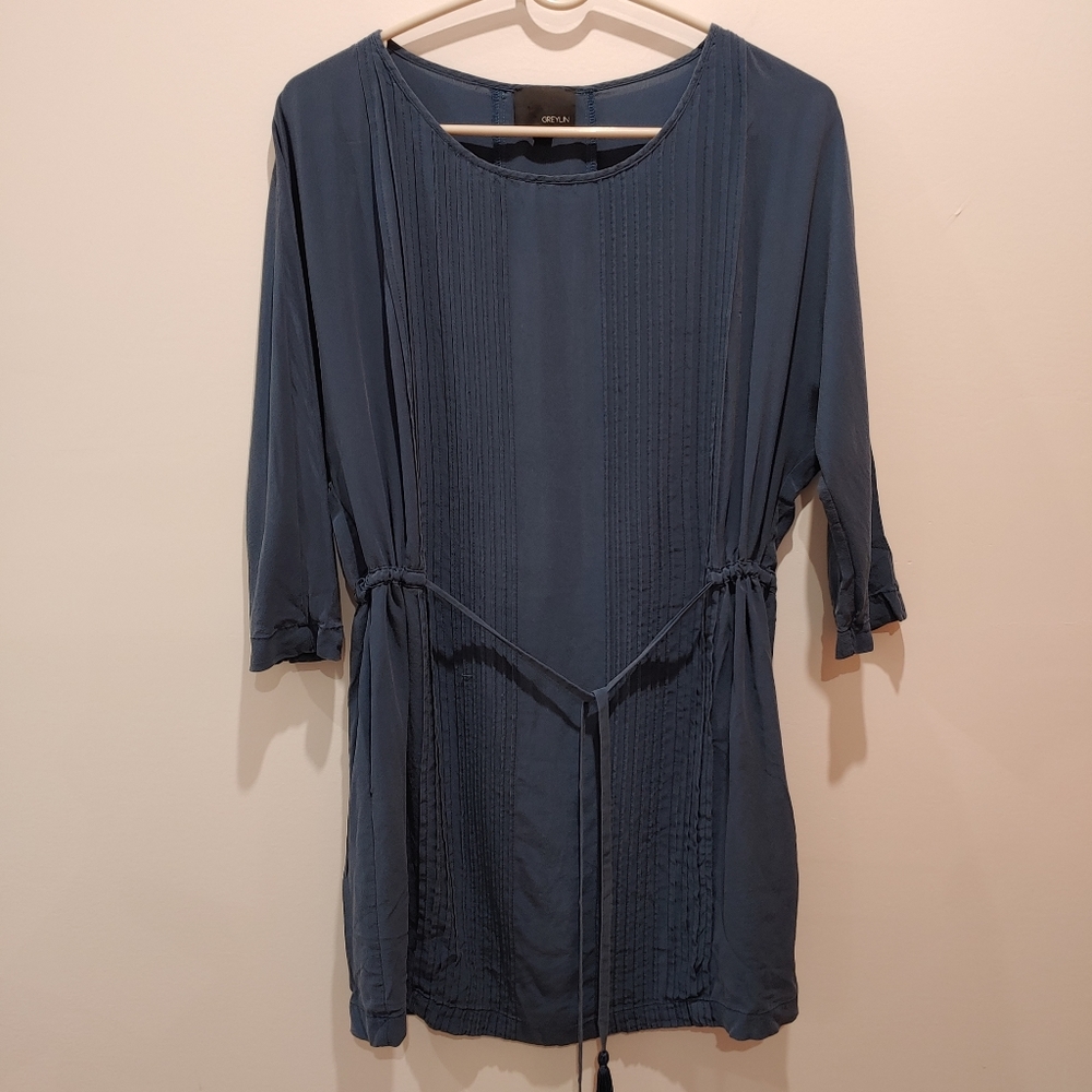 Greylin blue silk mini dress/tunic
